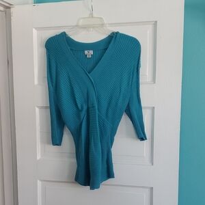Worthington Teal V-Neck Sweater